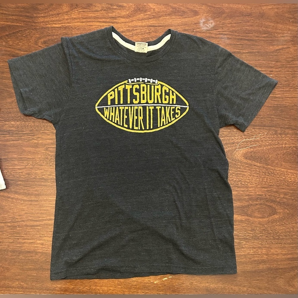 HOMAGE Heather Grey Tee with Yellow Pittsburgh Football Graphic